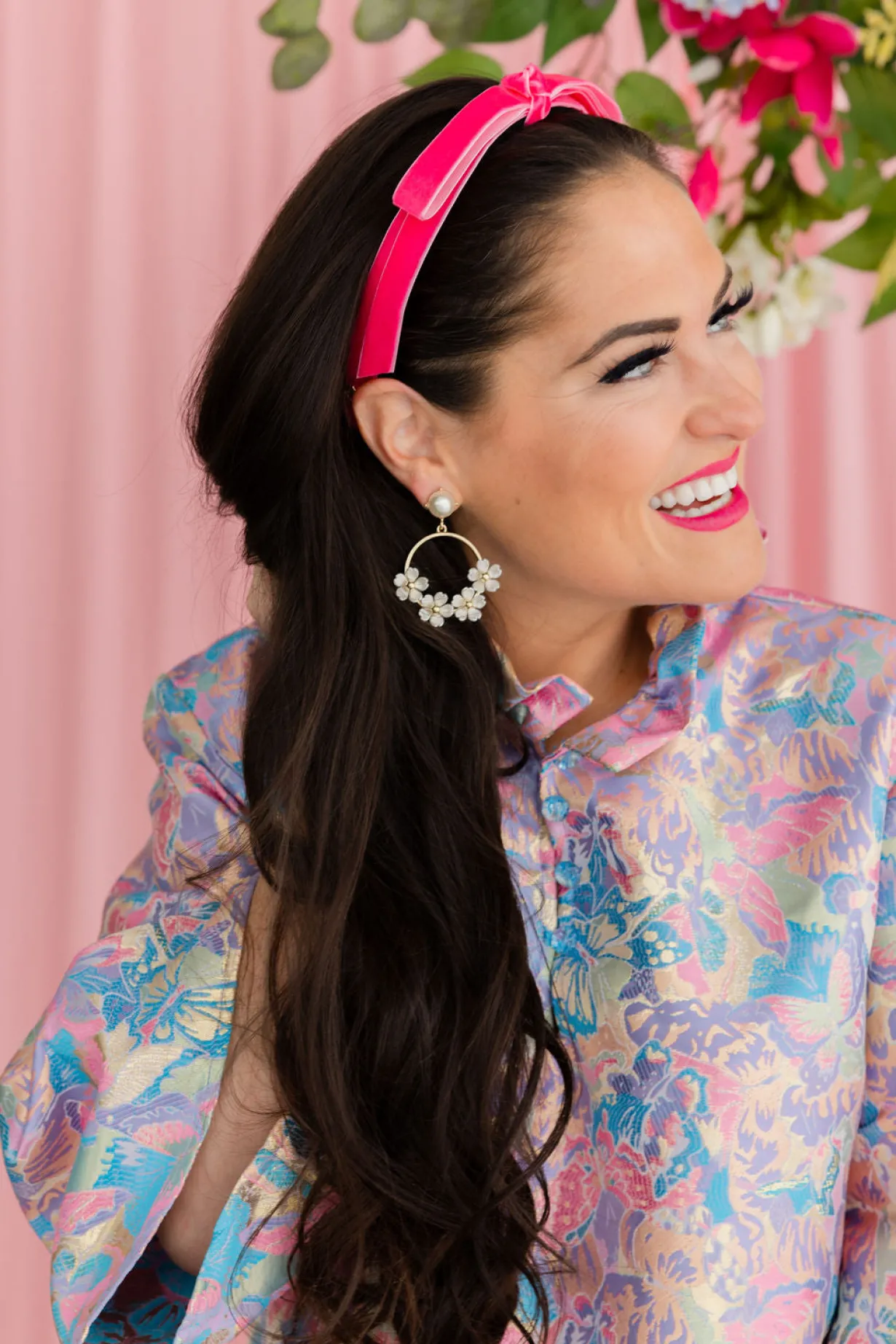white_pearl_flower_drop_h_7.webp White Pearl Flower Drop Hoop Earrings-Brianna Cannon Clearance
