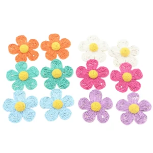 White Raffia Daisy Earrings-Brianna Cannon Discount