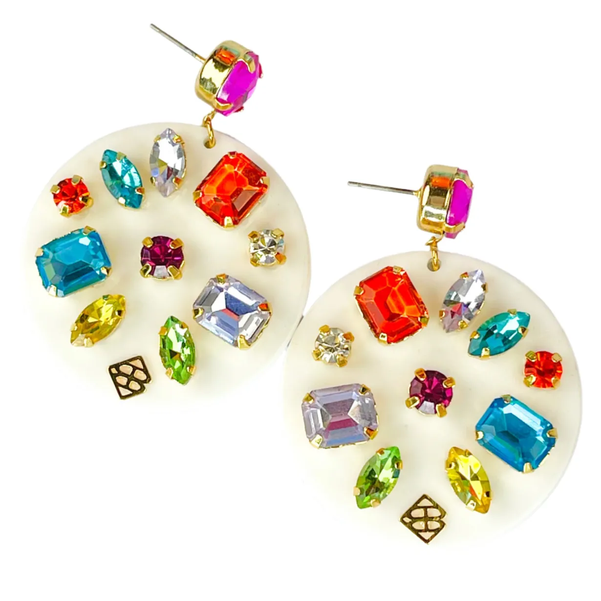 white_round_drop_earrings_0.webp White Round Drop Earrings with Rainbow Crystals-Brianna Cannon Outlet