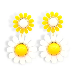 Yellow May Flowers Double Drop Earrings-Brianna Cannon New