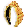 Yellow Metallic Headband w/Orange Crystals-Brianna Cannon New