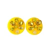 Yellow Resin Dot Studs with Yellow Crystals-Brianna Cannon New