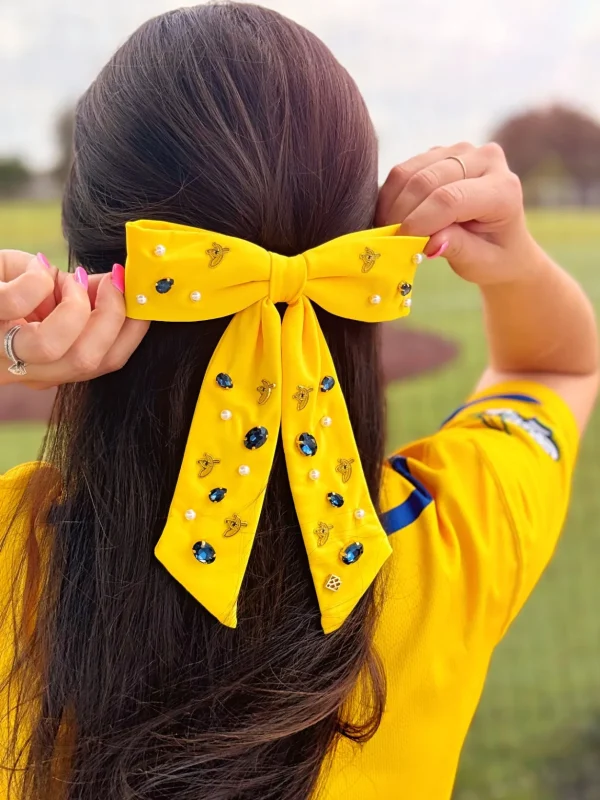 Yellow Savannah Bananas Bow Barrette-Brianna Cannon Clearance